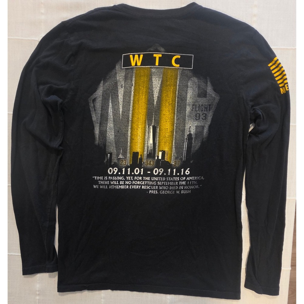 Nine Line Apparel Mens 9/11 Memorial WTC Long Sleeve Shirt Black Size Small